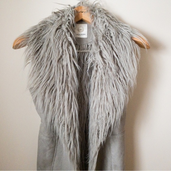 Malvin Hamburg Vest Faux Fur Long Hair Trim Grey Womens Size M - Picture 3 of 9